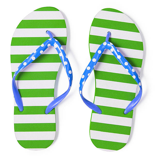 istock Green flip flops isolated on white with clipping path included 161165815