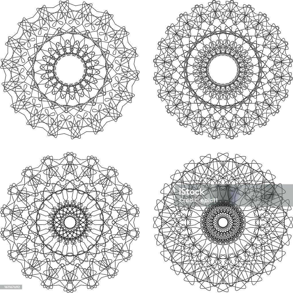 Conjunto de vector guilloche Rosetones - arte vectorial de Abstracto libre de derechos