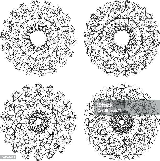 Ilustración de Conjunto De Vector Guilloche Rosetones y más Vectores Libres de Derechos de Abstracto - Abstracto, Borde, Color negro