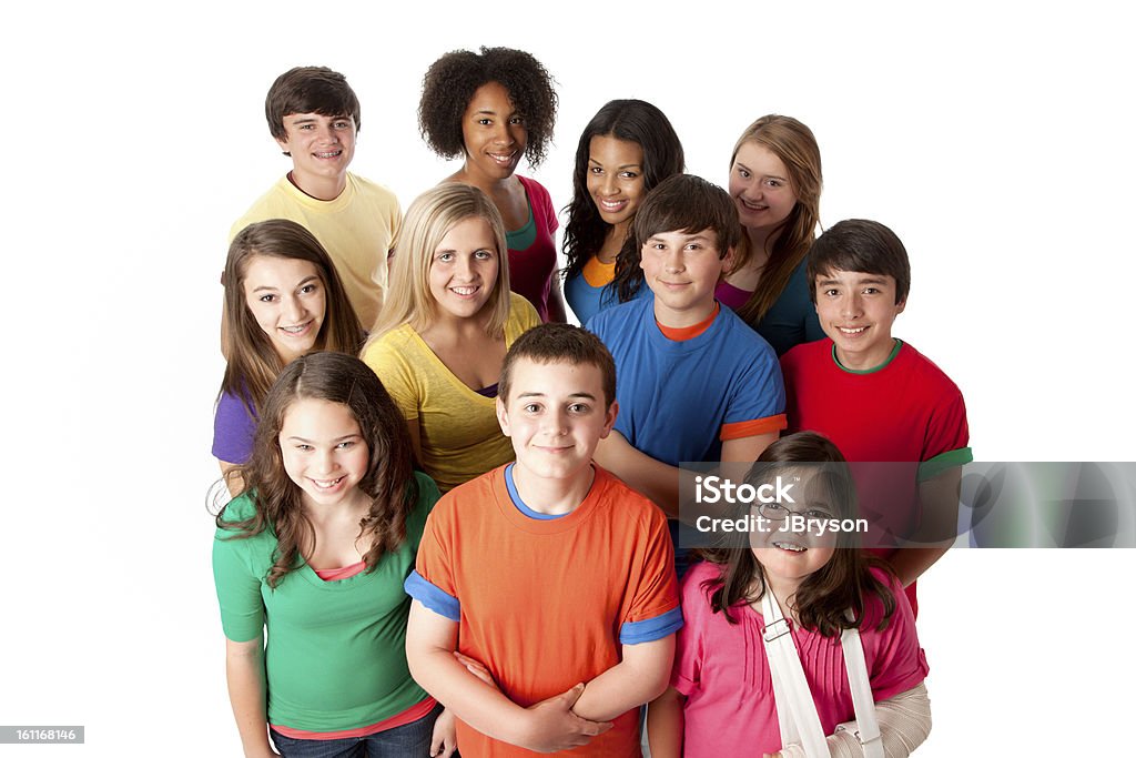Vielfalt: Gruppe von Multi-ethnische Teenager Freunden Teamarbeit - Lizenzfrei Nur Teenager Stock-Foto