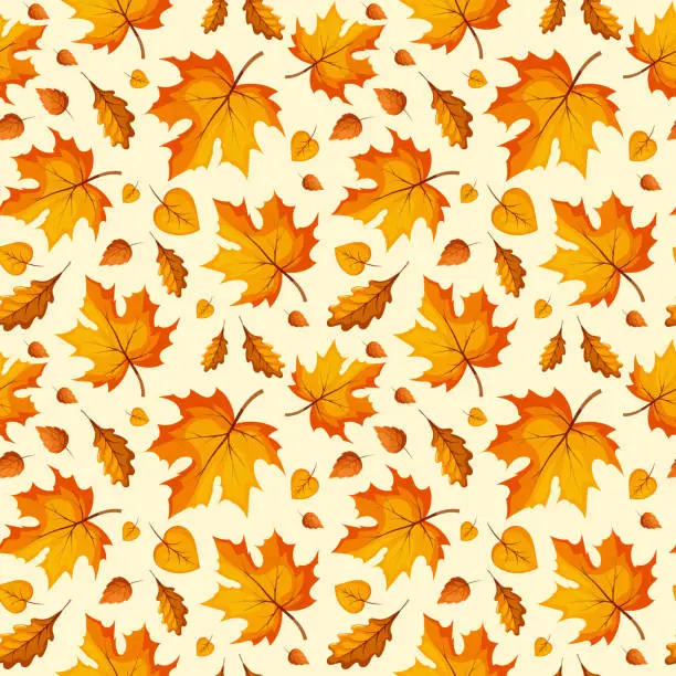 Vector illustration of Pattern with autumn leaves. Ideal for packaging, notebooks, school supplies, children's clothing