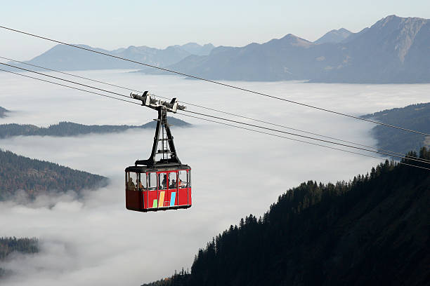 Cable car in the Kleinwalsertal/Austria Cable car to the Walmendinger Horn in the Kleinwalsertal / Austria on a cold autumn morning. kleinwalsertal stock pictures, royalty-free photos & images