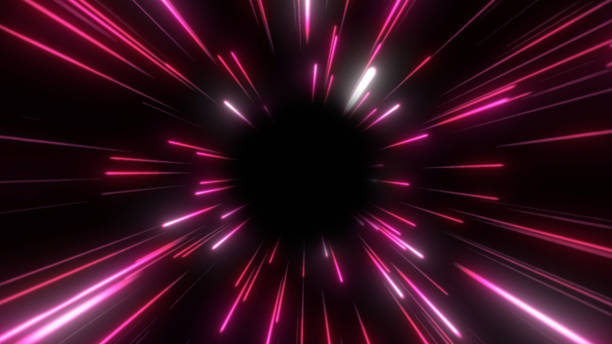 4K Looped animation. Abstract stream of blue light tunnel