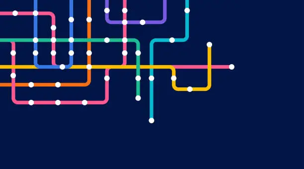 Vector illustration of Circuit connect lines and dots. Network technology and Connection concept. Decentralized network nodes connections