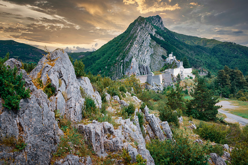 Amazing castle on the mountain top. Sisteron citadel, gateway to Provence, France