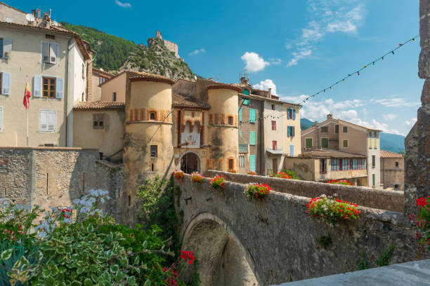Entrevaux. Old medieval town stock photo