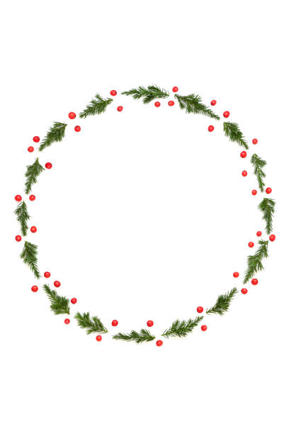 istock Fir and Holly Red Berry Christmas Winter Wreath 1611739155