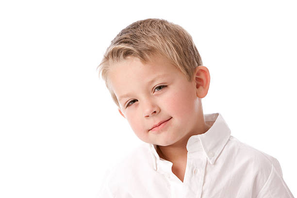 istock Real People: Closeup Headshot Caucasian Little Boy Smiling Confident 161174309