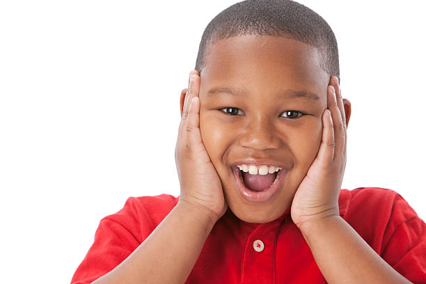 istock Real People: Headshot African American Boy Happy Surprised 161174518