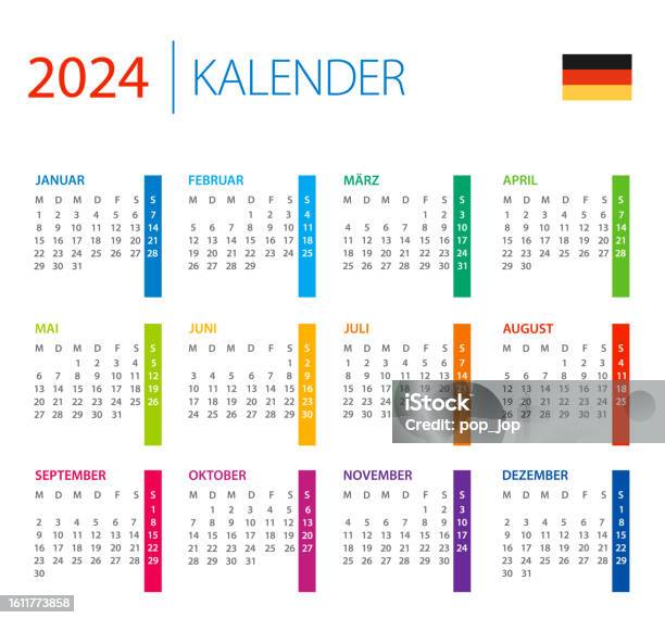 Calendar 2025 Germany Color Vector Illustration German Language Version