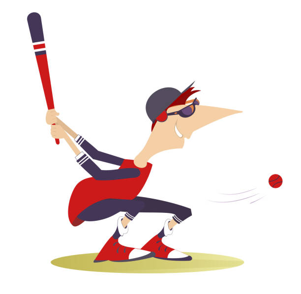 ilustrações de stock, clip art, desenhos animados e ícones de baseball batter hitting pitch - color image batting illustration technique adult