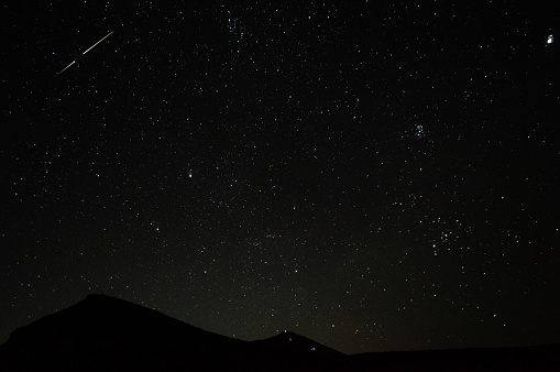 Perseid meteorshower. Fantastic starview with Jupiter and mountian Rtanj near Sokobanja, Serbia