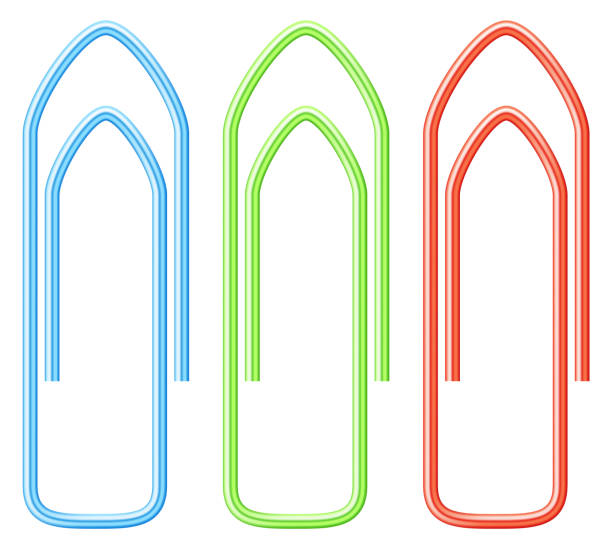 ilustrações de stock, clip art, desenhos animados e ícones de color paper clips. metallic office stationery set - hands clasped business education cooperation