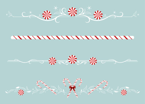 разделители мяты перечной - stick of hard candy candy cane candy peppermint stock illustrations