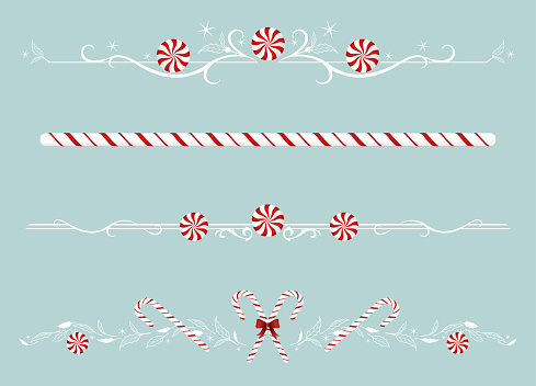 A set of peppermint candy themed divider lines