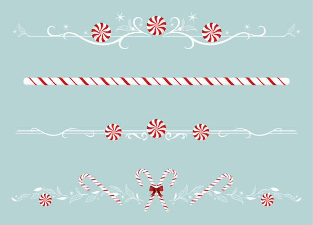 Peppermint dividers A set of peppermint candy themed divider lines candy cane stock illustrations