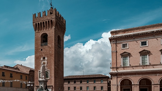 The Civic Tower is a square-plan building with a side of m. 9 and height of m. 36, Probably built around 1160 as a symbol of the merger of three castles that dominated the Recanati hill, it underwent restoration work in the upper part in 1322 following the fire that had also damaged the adjacent Palazzo dei Priori.