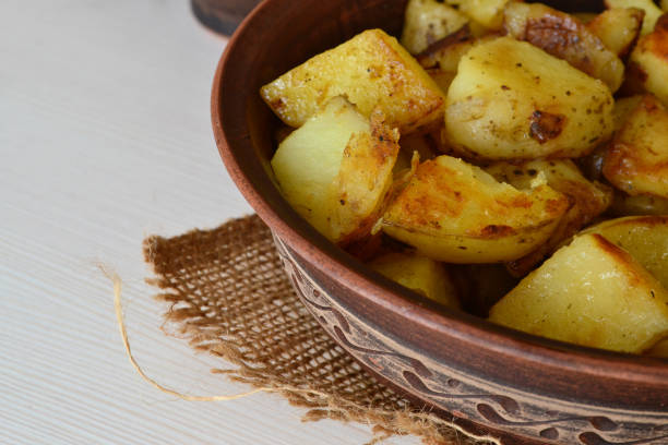 istock there is a plate with potatoes on burlap on the table 1611820407