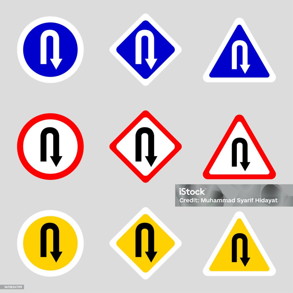 Utour Sign Example U Turn Sign Stock Illustration - Download Image Now - Arrow Symbol ...