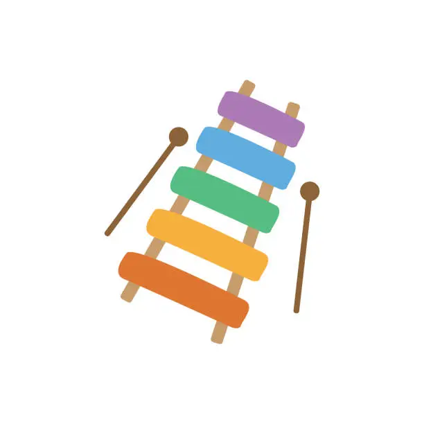 Vector illustration of Wooden xylophone toys. Musical instruments silhouette. Vector illustration.