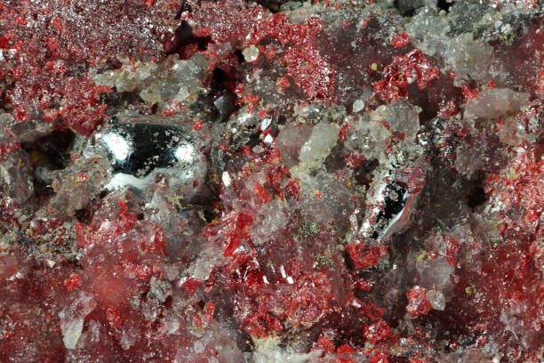 native mercury drop on cinnabar matrix from El Entredicho Mine, Spain native mercury drop on cinnabar matrix from El Entredicho Mine, Spain mercury metal stock pictures, royalty-free photos & images