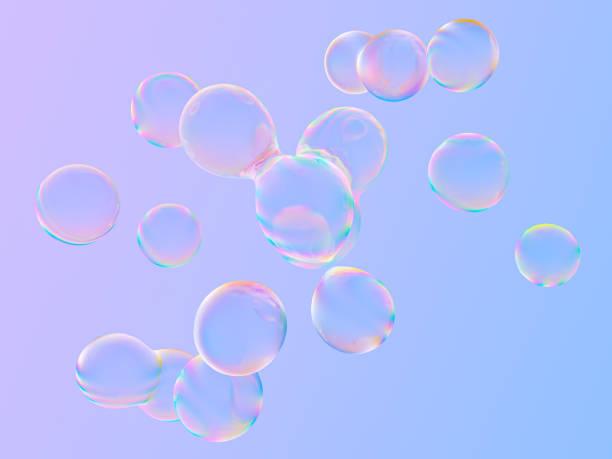 istock Abstract 3d art background. Holographic floating liquid blobs, soap bubbles, metaballs. 1611913860