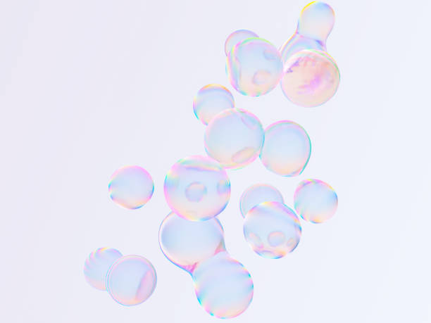 istock Abstract 3d art background. Holographic floating liquid blobs, soap bubbles, metaballs. 1611913862