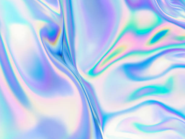istock Abstract iridescent holographic cloth background. 3d rendering. 1611914418