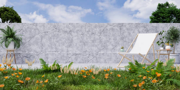 istock Modern loft style concrete patio for outdoor seating areas. 1611943390