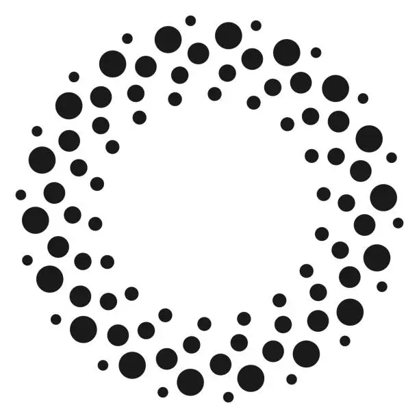 Vector illustration of Round dotted shape. Halftone ring logo template