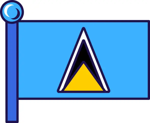 Vector illustration of Saint Lucia Country Flagpole Flag Banner