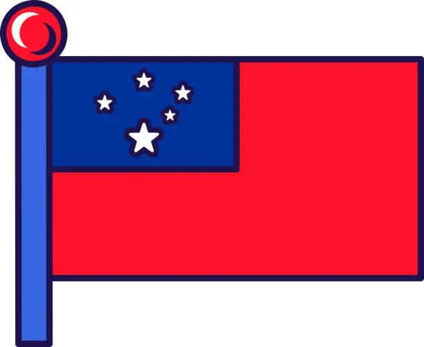 Vector illustration of Samoa Country Flagpole Flag Banner