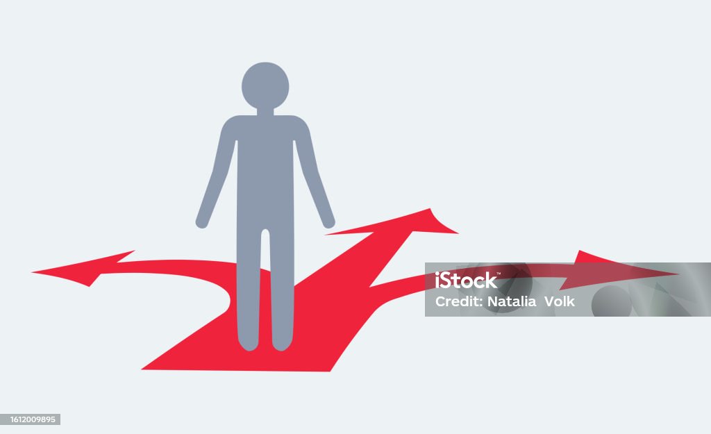 Three Way Options Threeway Arrow31flat Stock Illustration - Download Image Now - Abstract ...