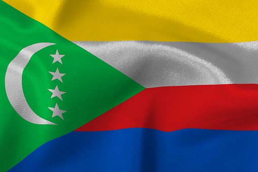 Flag of the state of Comoros close-up.