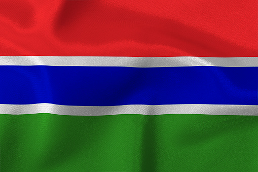 Flag of the state of Gambia close-up.