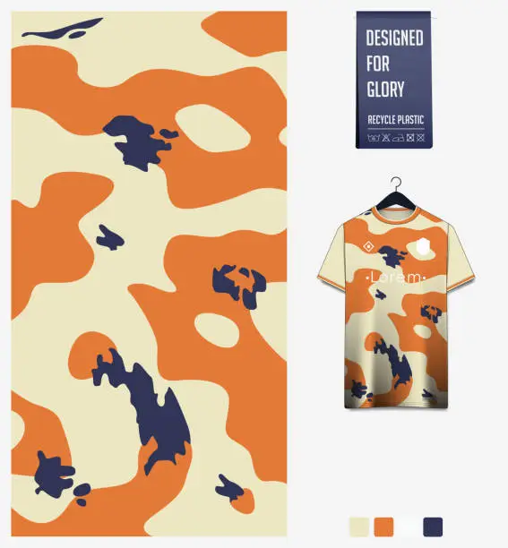 Vector illustration of Soccer jersey pattern design. Koi fish pattern on white background for soccer kit, football kit, sports uniform. T shirt mockup template. Fabric pattern. Abstract background.