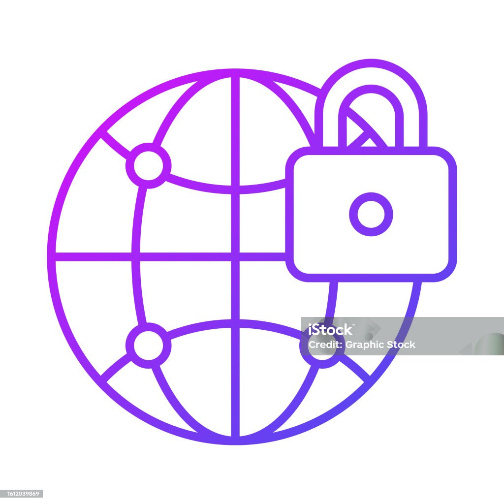 Computer Network Securityvector Padlock With Network Globe Denoting Vector Of Global Network Security ...