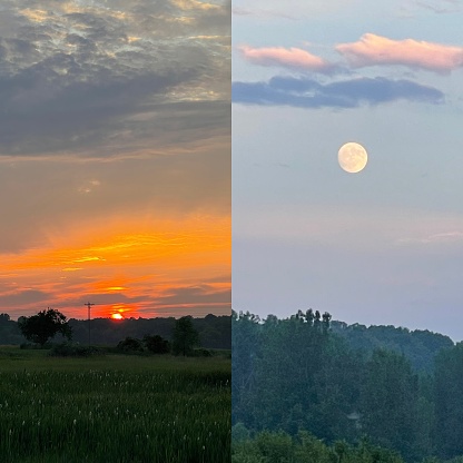 Sun and moon side by side
