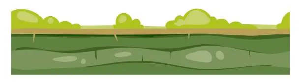 Vector illustration of Natural landscape game background. Cartoon seamless ground