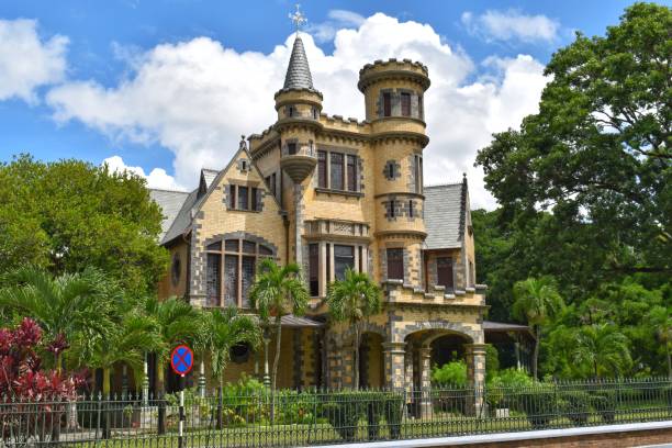 Stollmeyer’s Castle, Port of Spain, Trinidad, West Indies Port of Spain, Trinidad and Tobago - July 8, 2023 - The Stollmeyer’s Castle also known as Killarney on Maraval Road, opposite the Queen's Park Savannah. It is one of the magnificent seven buildings. port of spain stock pictures, royalty-free photos & images