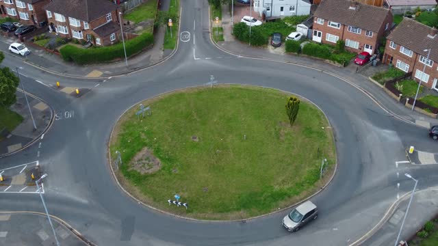 Aerial view of Traffic at Roundabout