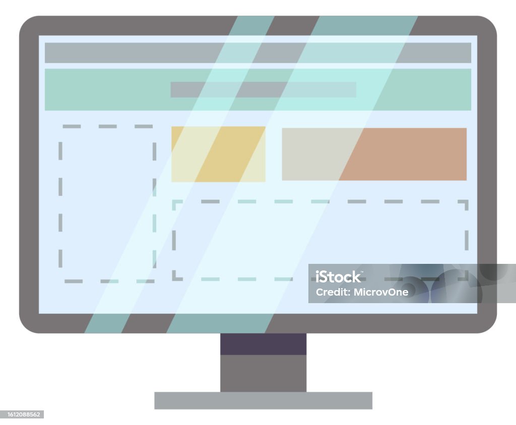 Computer Screen With Website Layout Web Design App Stock Illustration ...