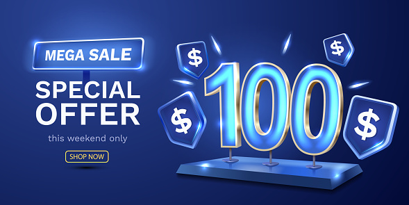 Coupon special voucher 100 dollar, Check banner special offer. Vector