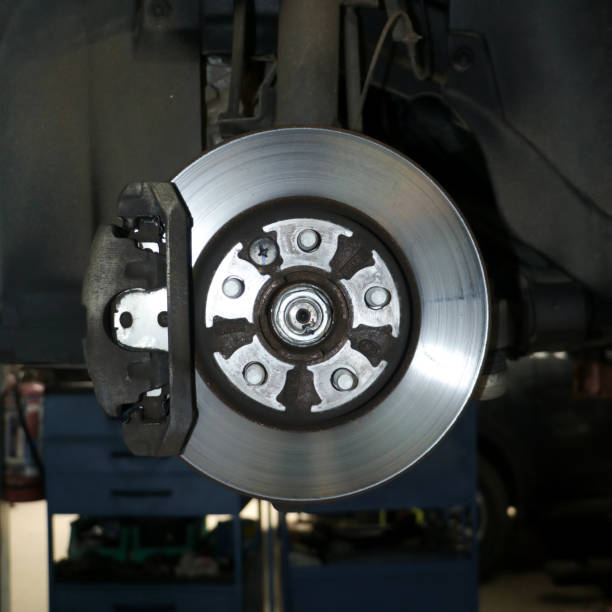 istock automobile brake rotor disc with a hydraulic caliper 1612154804