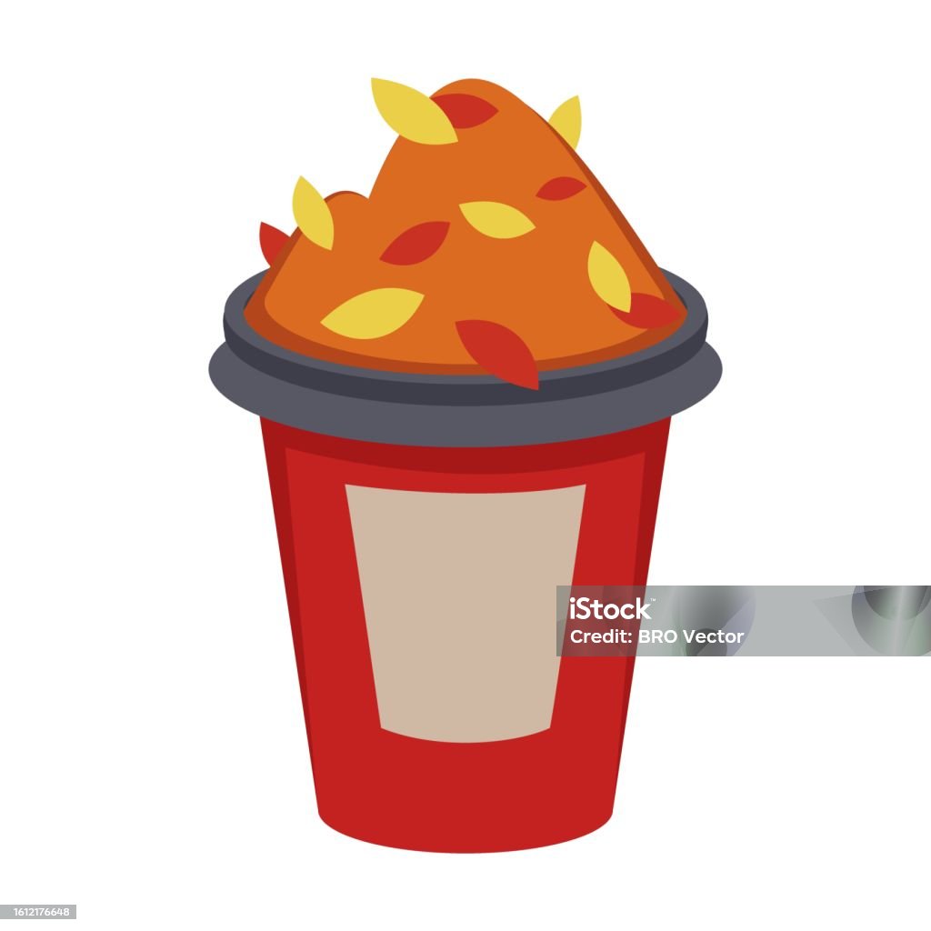 Fall Bucket Drawing Plastic Bucket With Fallen Leaves Vector Illustration Stock ...