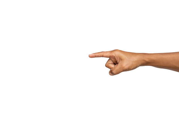 istock male hand touching or pointing at something. isolated on white background. 1612183127