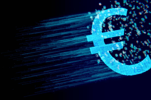 Digital Currency and Euro Symbol stock photo