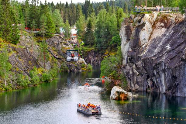 Landscape of the mountain park Ruskeala in the Republic of Karelia Russia, Sortavala - August 3, 2023: Landscape of the mountain park Ruskeala in the Republic of Karelia british commonwealth stock pictures, royalty-free photos & images