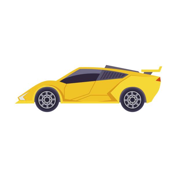 istock Side view of yellow supercar on white background 1612223681