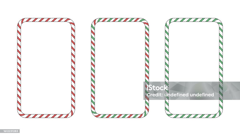 Christmas Set Of Rectangular Frames With Candy Cane Patterns Vector ...
